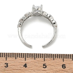 Messing Micro Pave Zirkonia Manschette offene Ringe&nbsp;RJEW-C163-25A-P