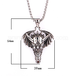Drache mit Flügel 304 Edelstahl Rubin Strass Anhänger Halsketten für Männer&nbsp;FS-WGA9886-01
