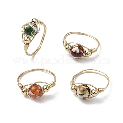 4 pz 4 anelli in ottone colorati per donna&nbsp;RJEW-JR00853-02