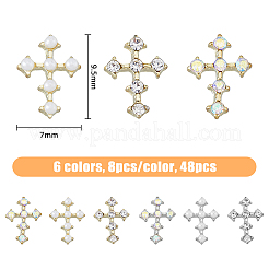 48 Stück 6 Farben Zinklegierung Strass Cabochons&nbsp;MRMJ-HY0001-21