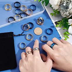 20 Stück 5 Stil 201 Edelstahl geriffelte Fingerring-Einstellungen&nbsp;STAS-UN0040-17