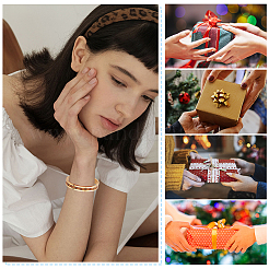 Bracelet manchette ouvert rainuré en acier inoxydable pour femme&nbsp;BJEW-UN0001-32G