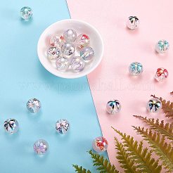 30 pièce de perles acryliques transparentes irisées avec placage UV de 5 couleurs&nbsp;OACR-SZ0001-89