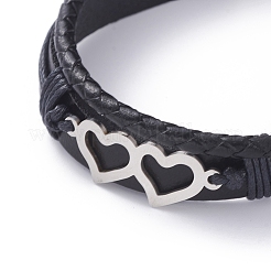 Bracelets multi-brins unisexes en cuir rétro&nbsp;BJEW-JB04862