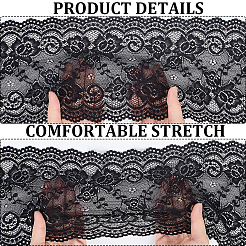 Rubans en dentelle élastique à fleurs en polyester&nbsp;SRIB-WH20020-012A