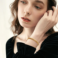 2 bracciale aperto in acciaio inossidabile di 2 colori&nbsp;BJEW-SC0001-67B