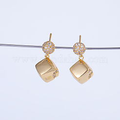 Elegantes pendientes de latón con pavé de circonitas cúbicas transparentes&nbsp;OC6724