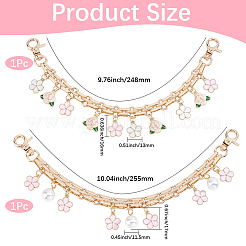 2 pz catene decorative per borse con nappe in smalto rosa e lega di perle finte&nbsp;AJEW-BBC0001-06