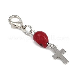 Decorazioni sintetiche con ciondolo a forma di teschio turchese&nbsp;HJEW-JM03809