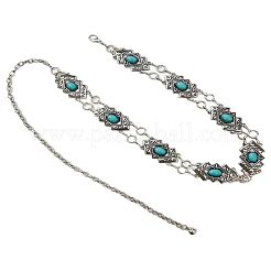 Legierung mit gefärbtem synthetischem Türkis Rhombus-Gliederkette Taillen-Bauchketten für Frauen&nbsp;FS-WG59013-01