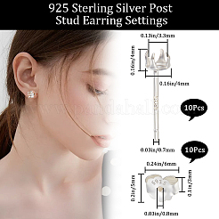 5 par de 925 engastes de pendientes de plata de ley&nbsp;STER-BBC0005-42S