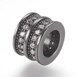 Perles européennes en laiton avec zircone cubique de micro pave&nbsp;ZIRC-F062-11B