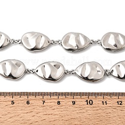 Colliers à maillons plats texturés en acier inoxydable chirurgical 316L en forme de larme&nbsp;NJEW-D297-03P