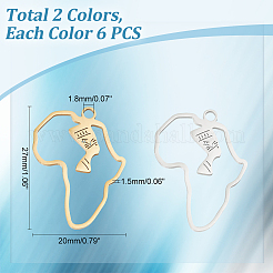 12 pieza de colgantes de acero inoxidable 201 de 2 colores&nbsp;STAS-UN0046-89