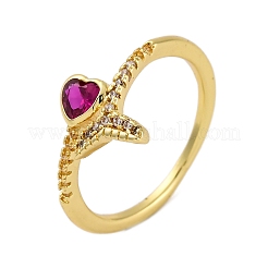 Gestellplattierung Messing Mikropflaster Zirkonia Manschettenfingerringe für Frauen&nbsp;RJEW-M028-12G