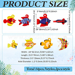 14pcs 7 Arten handgemachte Bunte Malerei-Anhänger&nbsp;LAMP-ME0001-19
