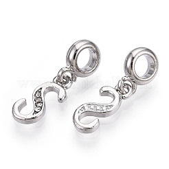 Alliage de placage de platine strass breloques européennes pendantes&nbsp;PALLOY-T048-36P-S
