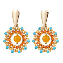 Boucles d'oreilles à tige bohème en pierres naturelles mélangées&nbsp;EJEW-MZ00281
