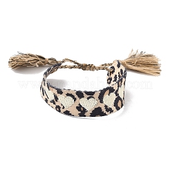 Bracelets réglables en cordon polyester à motif léopard&nbsp;BJEW-B127-01C