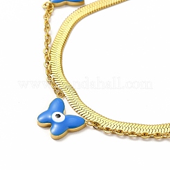 Ionenbeschichtung (IP) 304 Edelstahl Emaille Schmetterling Charm Halsketten&nbsp;NJEW-C032-01G