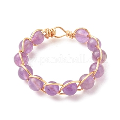 Natur- und Synthetik-Mischsteinperlen-Fingerring&nbsp;RJEW-JR00439