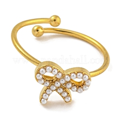Bague réglable en acier inoxydable 304 avec nœud papillon pour femme&nbsp;RJEW-U015-09G