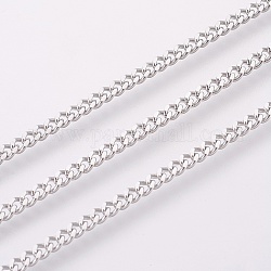 304 Stainless Steel Curb Chains, with Spool, Unwelded, Stainless Steel Color, 3.7x3x1.3mm, about 32.8 Feet(10m)/roll