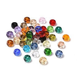 Perles en verre transparentes, facette, colonne, couleur mixte, 8x4mm, Trou: 1.4mm