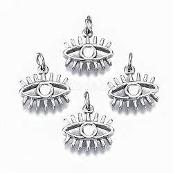 304 charms in acciaio inox, con anelli di salto, occhio, colore acciaio inossidabile, 12x13x2mm, anello di salto: 5x0.8 mm, 3.4mm diametro interno 
