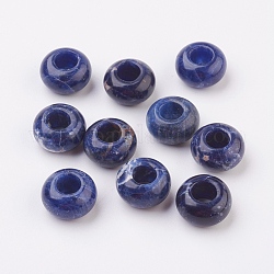 Perle naturali di sodalite europea, perline con foro grande, rondelle, 14x7~8mm, Foro: 6 mm