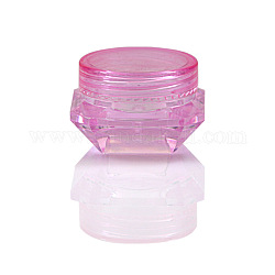 Transparente Kunststoff leere tragbare Gesichtscreme Glas, winzige Make-up-Probenbehälter, mit Schraubdeckel, Diamantform, Perle rosa, 3.3x2.1 cm, Kapazität: 5g