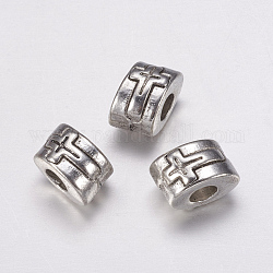 Alloy European Beads, Cadmium Free & Lead Free, Antique Silver Color, Tube, about 7mm wide, 11mm long, 9mm thick, hole: 4mm