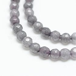 Natürliche Achat Perle Stränge, gefärbt, facettiert, Runde, Grau, 3~3.5 mm, Bohrung: 0.5 mm, ca. 124~126 Stk. / Strang, 14.5~14.8 Zoll