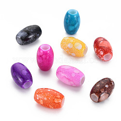 Backfarbe deckende Acryl-Perlen aus Europa, Großloch perlen, Fass, Mischfarbe, 10.5x16 mm, Bohrung: 4.5 mm, ca. 490 Stk. / 500 g