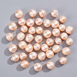 Nbeads 1 rang de perles de culture d'eau douce naturelles, pomme de terre, saumon clair, 9~11x8~9mm, Trou: 0.8mm, Environ 41~43 pcs/chapelet, 14 pouce (35.5 cm)