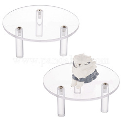 Round Transparent Acrylic Minifigure Display Stands, Model Display Riser for Toys Figures Makeup, Clear, Finish Product: 10x4.95cm, about 7pcs/set