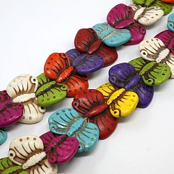Synthetic Turquoise Beads Strands, Dyed, Butterfly, Mixed Color, 20x32x5.5mm, Hole: 1mm, about 28pcs/strand, 16.53inch