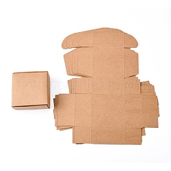 Caja de regalo de papel kraft, cajas de envío, cajas plegables, cuadrado, burlywood, 8x8x4 cm
