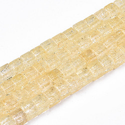 Crackle Glasperlen, gefärbt und erhitzt, Viereck, golden, 6x6x6 mm, Bohrung: 1.4 mm, ca. 60~61 Stk. / Strang, 14.96 Zoll (38 cm)