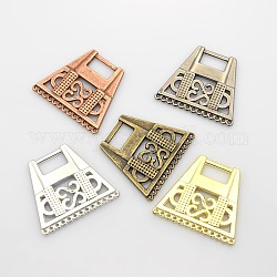 Filigree Trapezoid Plating Zinc Alloy Chandelier Components, 13-Hole, Mixed Color, 30.5x34x2.5mm, Hole: 1mm & 5x11mm