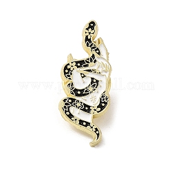 Épingles en émail serpent et fleur, insigne totémique, broche en alliage doré pour vêtements de sac à dos, noir, 30.5x12x1.5mm