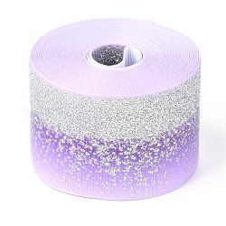 Ruban de polyester dégradé, ruban gros grain imprimé simple face, avec des poudres de paillettes, pour les emballages cadeaux artisanaux, décoration de fête, violette, 1-1/2 pouce (38 mm), environ 5 yards / rouleau (4.57m / roll)