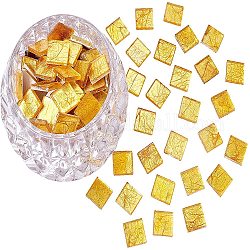 Cabochons en verre, tuile de mosaïque de feuille d'or, pour la décoration de la maison ou le bricolage, carrée, verge d'or, 20x20x4mm, environ 70 pcs / boîte