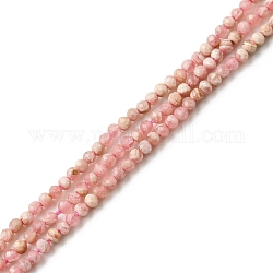 Brins de perles de rhodochrosite argentine naturelles, ronde à facettes, 2mm, Trou: 0.1mm, Environ 243~246 pcs/chapelet, 15.47''~15.75'' (39.3~40 cm)