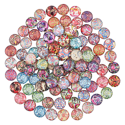 Pandahall 50 estilo 12mm flor mosaico cabujones de vidrio 100 piezas media ronda de vidrio impreso mosaico cabujones azulejos para foto colgante fabricación de joyas