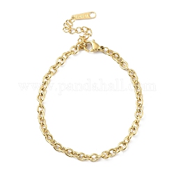Chapado en iones (ip) 304 pulseras de cadena de cable de acero inoxidable para hombres y mujeres, real 14k chapado en oro, 6-1/2 pulgada (16.5 cm)