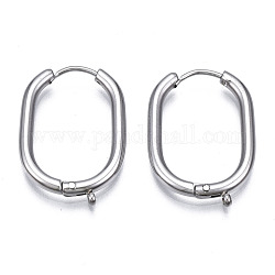 316 accessoires de boucles d'oreilles en acier inoxydable chirurgical, avec boucle verticale, ovale, couleur inoxydable, 25x17x2mm, Trou: 1mm, pin: 0.8 mm