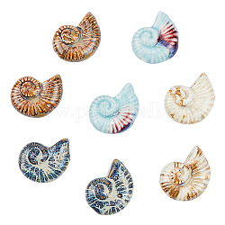 Perles en porcelaine manuelles, fantaisie porcelaine émaillée antique, forme d'escargot de mer, couleur mixte, 39~40x30~31x16.5~18mm, Trou: 2.5~3.5mm, 4colors, 2 pcs / couleur, 8 pcs / boîte