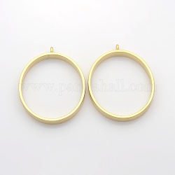 Matte Alloy Oval Pendants, Golden, 50x39x5mm, Hole: 3mm: 3mm, 35x41mm inner diameter