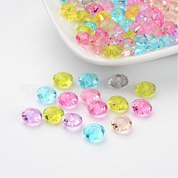 Transparent Acrylic Faceted Rondelle Beads, Mixed Color, about 8mm in diameter, 5mm thick, hole: 1.5mm